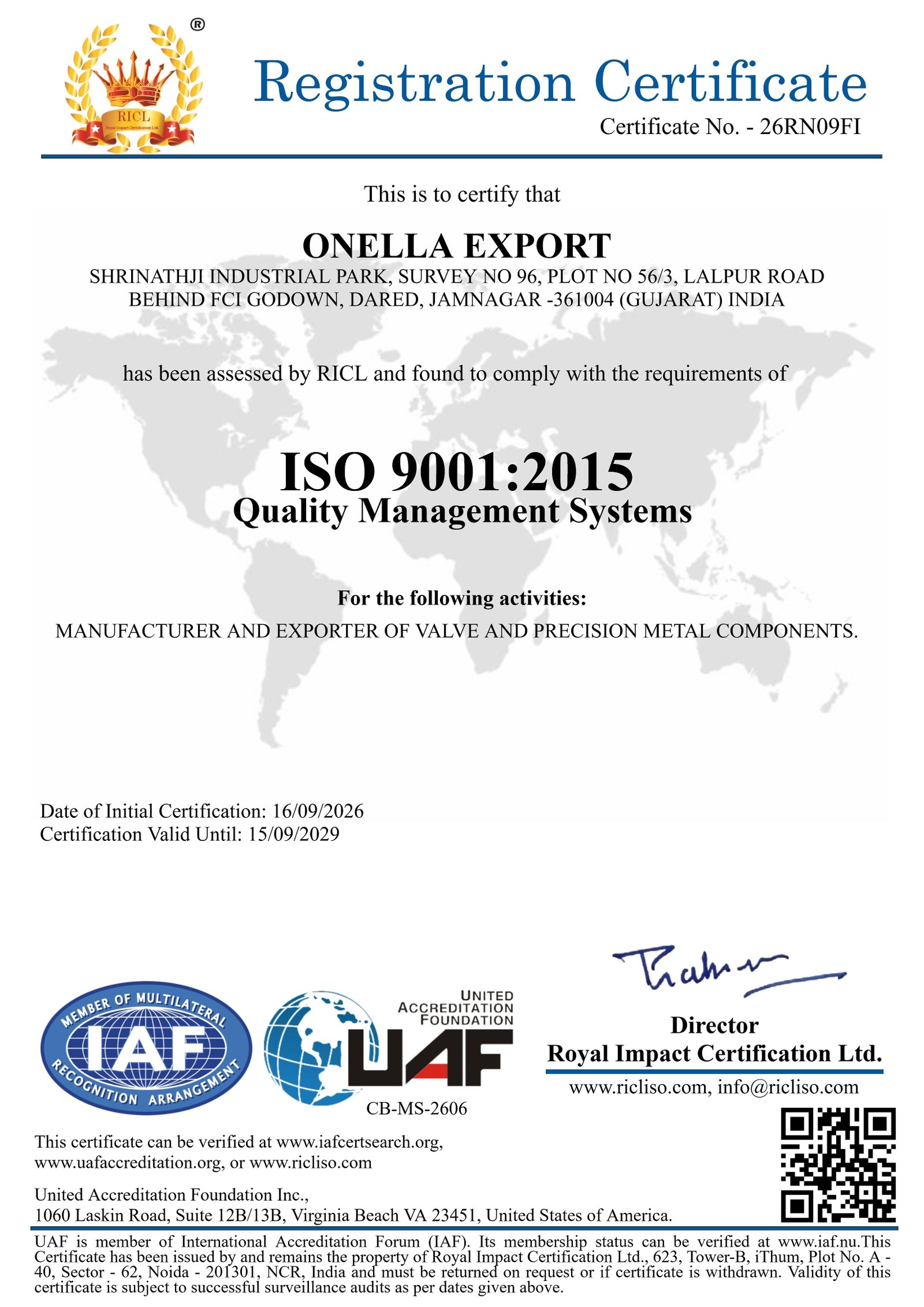 ONELLA EXPORT QMS